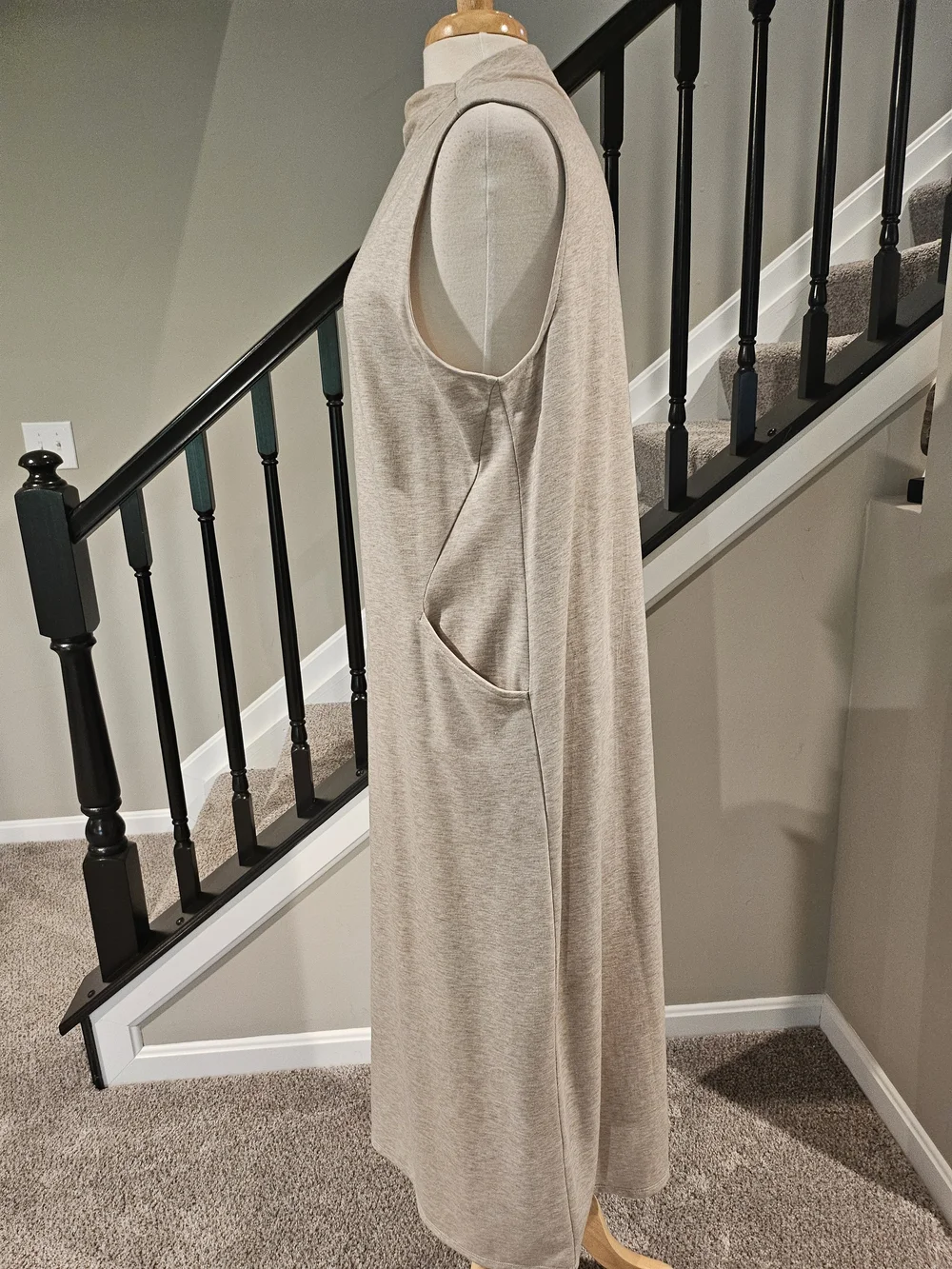Pure J Jill Women’s Oatmeal/Taupe Mock Neck Maxi Sleeveless Dress (Size XL)